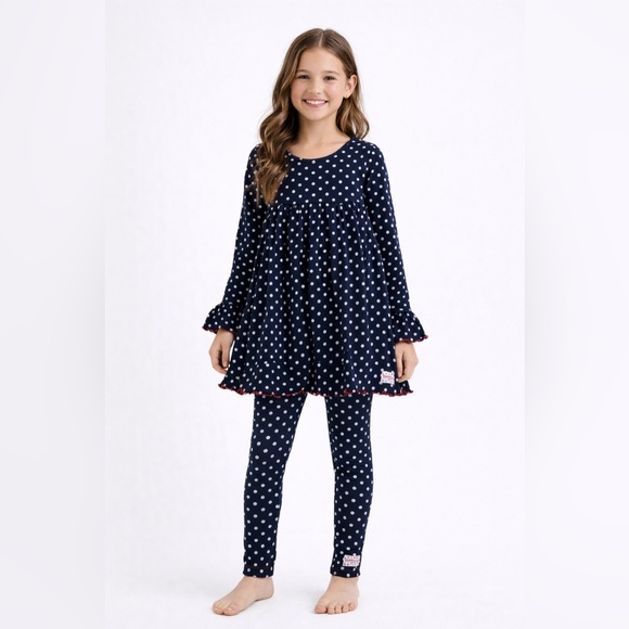 Ruffle Girl Other - Ruffle Girl Navy Polka Dot Dress & Leggings Set Girls 12–14